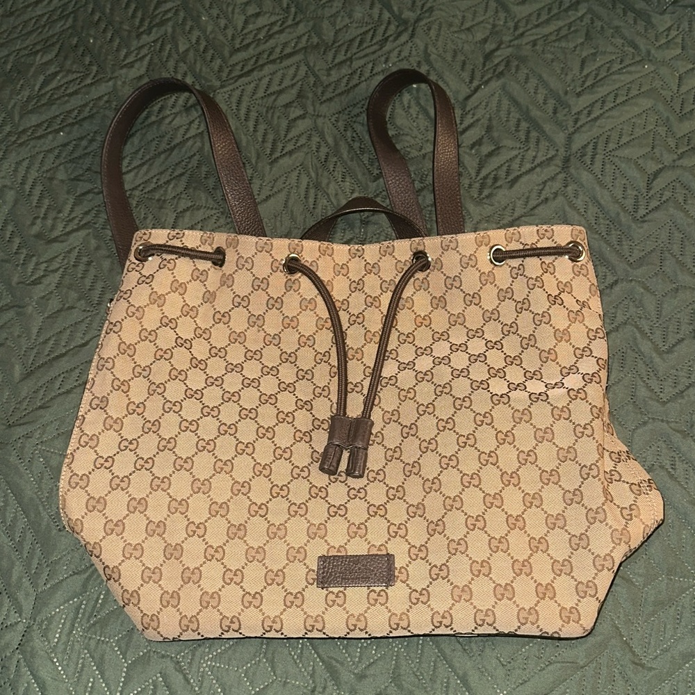 GUCCI monogram canvas drawstring backpack